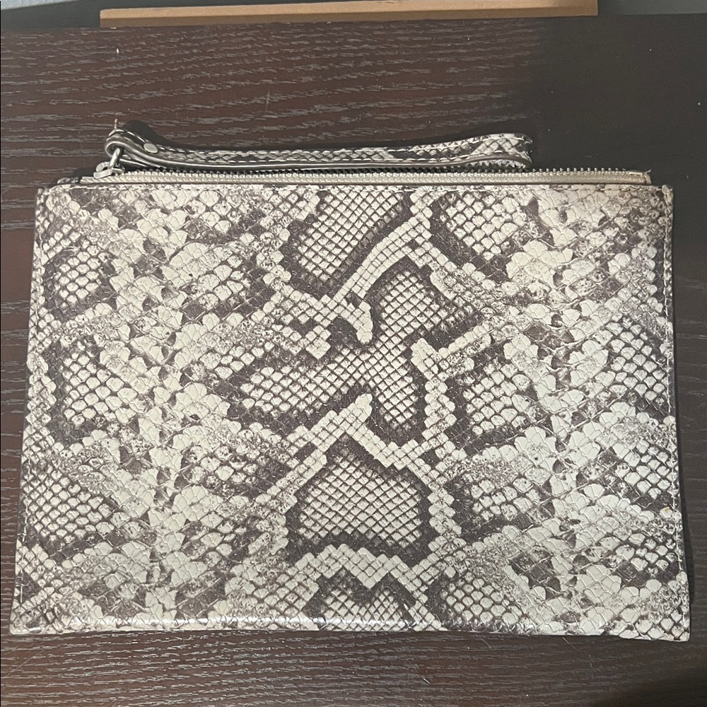 Michael Kors Python Pattern Clutch - Black and Cr… - image 3